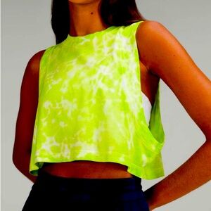 LULULEMON ATHLETICA Lime Tye Dye “All Yours” Cropped Workout Sporty Tank Top